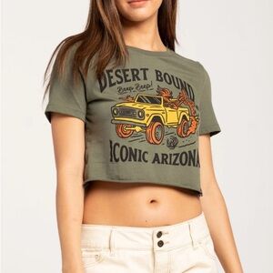 Iconic Arizona Desert Bound Olive Green Crop Top